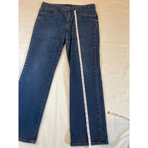 Chaps Denim Women Jeans Straight Leg 99% Cotton Mid Rise Flat Front Blue Size 12 - Picture 6 of 10